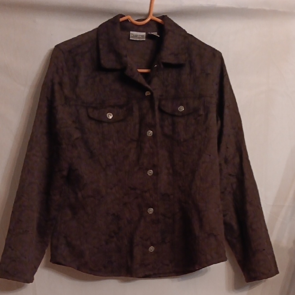 Chico's Textured Brown Jacket Size 1